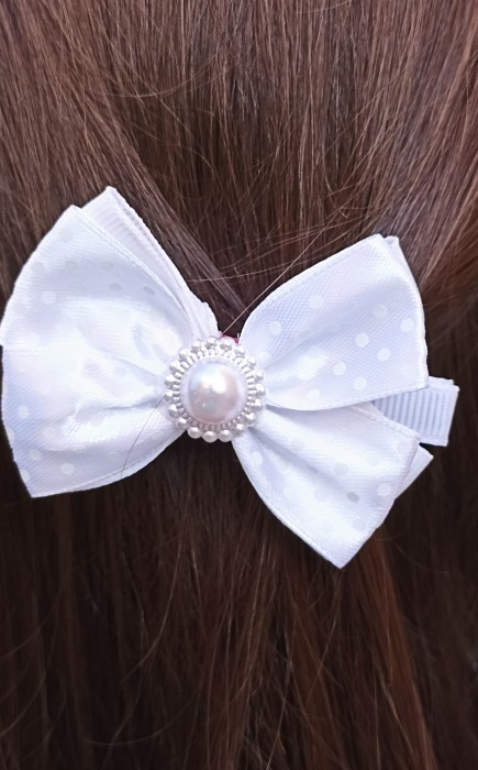 Κλιπ μαλλιών  Λευκός φιόγκος 3D